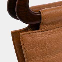 Pre Owned Chanel Brown CC Grained Calfskin Wooden Handle Tote