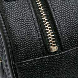 Pre Owned Chanel Black Caviar CC Filigree Round Clutch with Chain