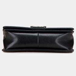 Pre Owned Chanel Black Old Medium Chevron Caviar Boy Flap