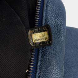 Pre Owned Chanel Blue Jumbo Quilted Iridescent Caviar Easy Flap