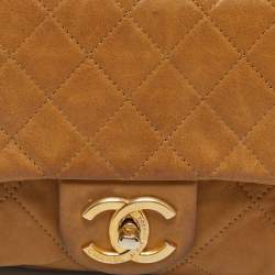 Pre Owned Chanel Beige Quilted Leather Coco Pleats Flap Bag