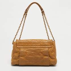 Pre Owned Chanel Beige Quilted Leather Coco Pleats Flap Bag