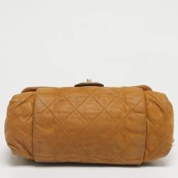 Pre Owned Chanel Beige Quilted Leather Coco Pleats Flap Bag