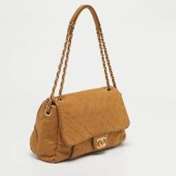 Pre Owned Chanel Beige Quilted Leather Coco Pleats Flap Bag