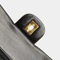 Pre Owned Chanel Black Small Classic Lambskin Double Flap