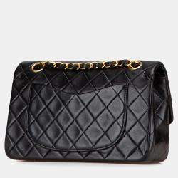 Pre Owned Chanel Black Small Classic Lambskin Double Flap