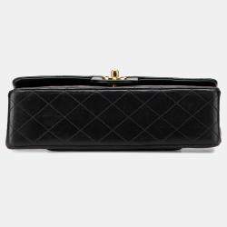 Pre Owned Chanel Black Medium Classic Lambskin Double Flap