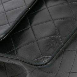 Pre Owned Chanel Black Medium Classic Lambskin Double Flap