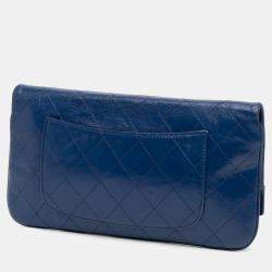 Pre Owned Chanel Blue Small Bicolor Aged Calfskin 31 Pouch