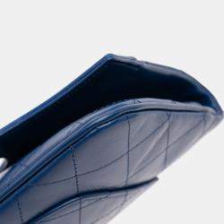 Pre Owned Chanel Blue Small Bicolor Aged Calfskin 31 Pouch