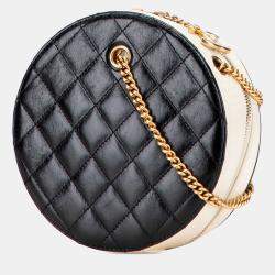 Pre Owned Chanel Black Crumpled Calfskin En Vogue Round Bag