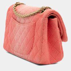 Pre Owned Chanel Orange Reissue 2.55 Quilted Denim Ombre Double Flap 225