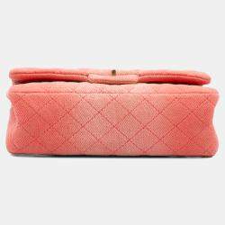 Pre Owned Chanel Orange Reissue 2.55 Quilted Denim Ombre Double Flap 225