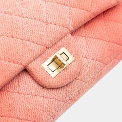 Pre Owned Chanel Orange Reissue 2.55 Quilted Denim Ombre Double Flap 225