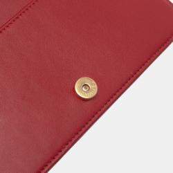 Pre Owned Chanel Red CC Quilted Velvet Wallet on Chain