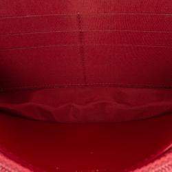Pre Owned Chanel Red CC Quilted Velvet Wallet on Chain