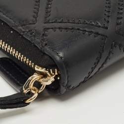 Pre Owned Chanel Black Double Stitched Quilted Leather CC Coin Purse