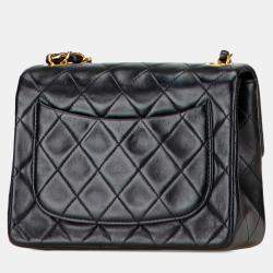 Pre Owned Chanel Black Mini Square Classic Lambskin Single Flap