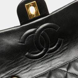 Pre Owned Chanel Black Mini Square Classic Lambskin Single Flap