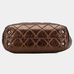 Pre Owned Chanel Brown Reissue 2.55 Quilted Metallic Aged Calfskin Tote