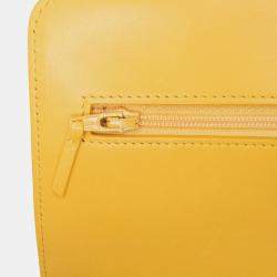 Pre Owned Chanel Yellow Quilted Lambskin Boy Wallet On Chain
