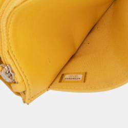 Pre Owned Chanel Yellow Quilted Lambskin Boy Wallet On Chain