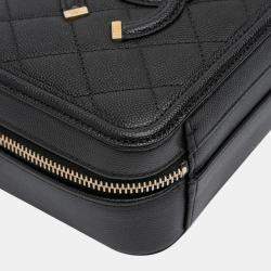 Pre Owned Chanel Small Caviar Filigree Vanity Case