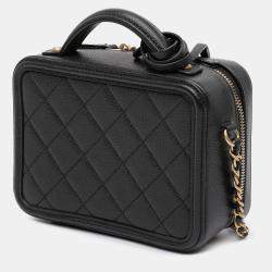 Pre Owned Chanel Small Caviar Filigree Vanity Case