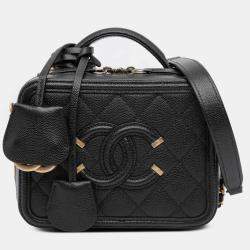 Pre Owned Chanel Small Caviar Filigree Vanity Case