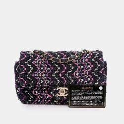 Pre Owned Chanel Multicolor Mini Rectangular Classic Multicolor Cotton Stitched Single Flap