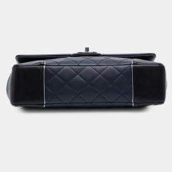 Pre Owned Chanel Paris-Salzburg Jumbo Bicolor Quilted Lambskin Tyrolean Flap