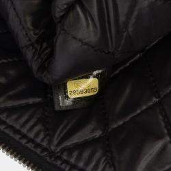 Pre Owned Chanel Black Large Quilted Lambskin Double Stitch O Case Clutch