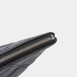 Pre Owned Chanel Black Large Quilted Lambskin Double Stitch O Case Clutch