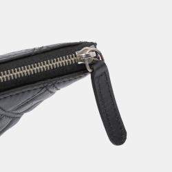 Pre Owned Chanel Black Large Quilted Lambskin Double Stitch O Case Clutch