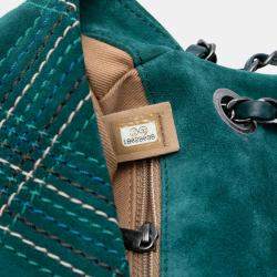 Pre Owned Chanel Green Paris Edinburgh Medium Stitched Suede Saltire Single Flap