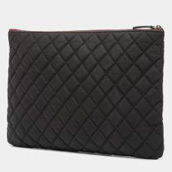 Pre Owned Chanel Large Quilted Nylon O Case Clutch