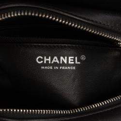 Pre Owned Chanel Black Tweed and Resin Zipped Chain Shopping Bag