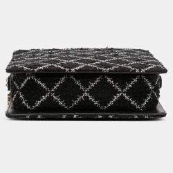 Pre Owned Chanel Black Tweed and Resin Zipped Chain Shopping Bag