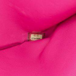 Pre Owned Chanel Pink Pony Hair Logo Chain Pochette