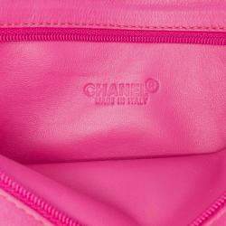 Pre Owned Chanel Pink Pony Hair Logo Chain Pochette