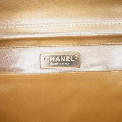 Pre Owned Chanel Gold CC Metallic Pleated Lambskin Chain Link Shoulder Bag