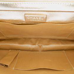 Pre Owned Chanel Gold CC Metallic Pleated Lambskin Chain Link Shoulder Bag