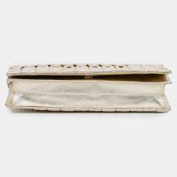 Pre Owned Chanel Gold CC Metallic Pleated Lambskin Chain Link Shoulder Bag