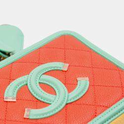 Pre Owned Chanel Multicolor Small Tricolor Caviar CC Filigree Vanity Case