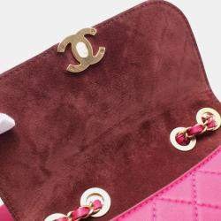 Pre Owned Chanel Multi Pouching Pink Quilted Calfskin Flap Bag with Coin Purse