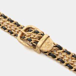 Pre Owned Chanel CC Logo Buckle Black Lambskin Chain Strap Flap Bag