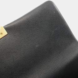 Pre Owned Chanel CC Logo Buckle Black Lambskin Chain Strap Flap Bag