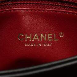 Pre Owned Chanel CC Logo Buckle Black Lambskin Chain Strap Flap Bag