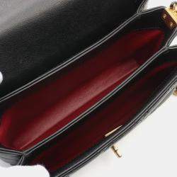 Pre Owned Chanel CC Logo Buckle Black Lambskin Chain Strap Flap Bag