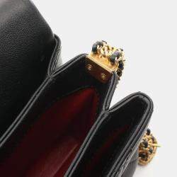 Pre Owned Chanel CC Logo Buckle Black Lambskin Chain Strap Flap Bag